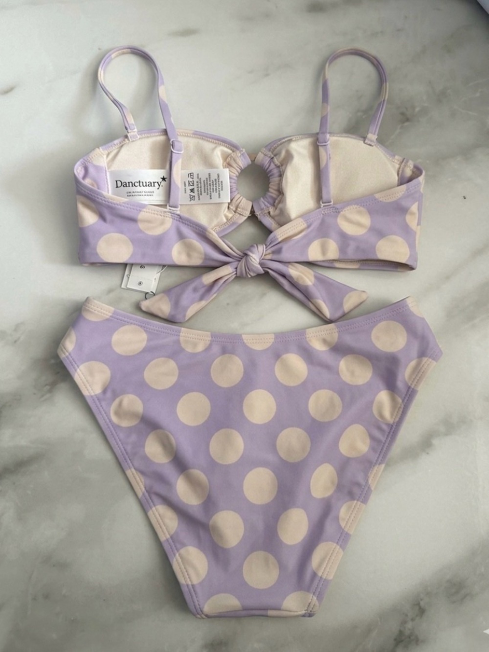 NWT Sanctuary Lavender and Cream Polka Dot Ring Bikini Size XS. - Picture 2 of 3